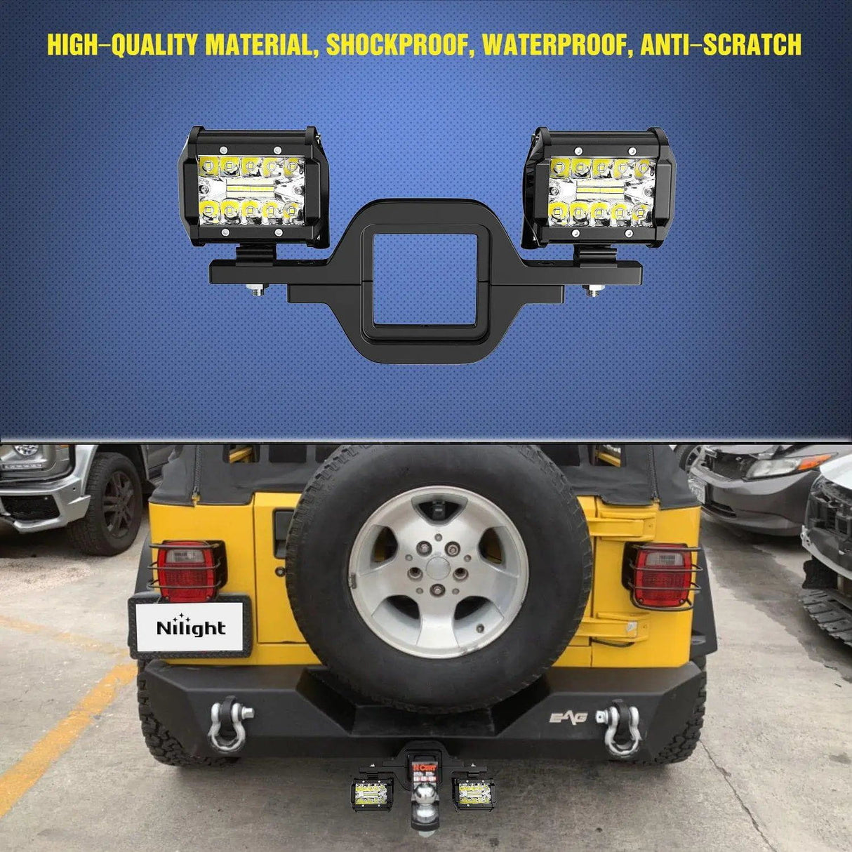 LED Light Bar 4" 60W Triple Row Spot/Flood Led Pods (Pair) | 2.5" Tow Hitch Mount