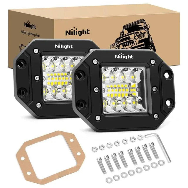 LED Work Light 4.8" 42W Flush Mount Spot/Flood Led Work Lights (Pair)