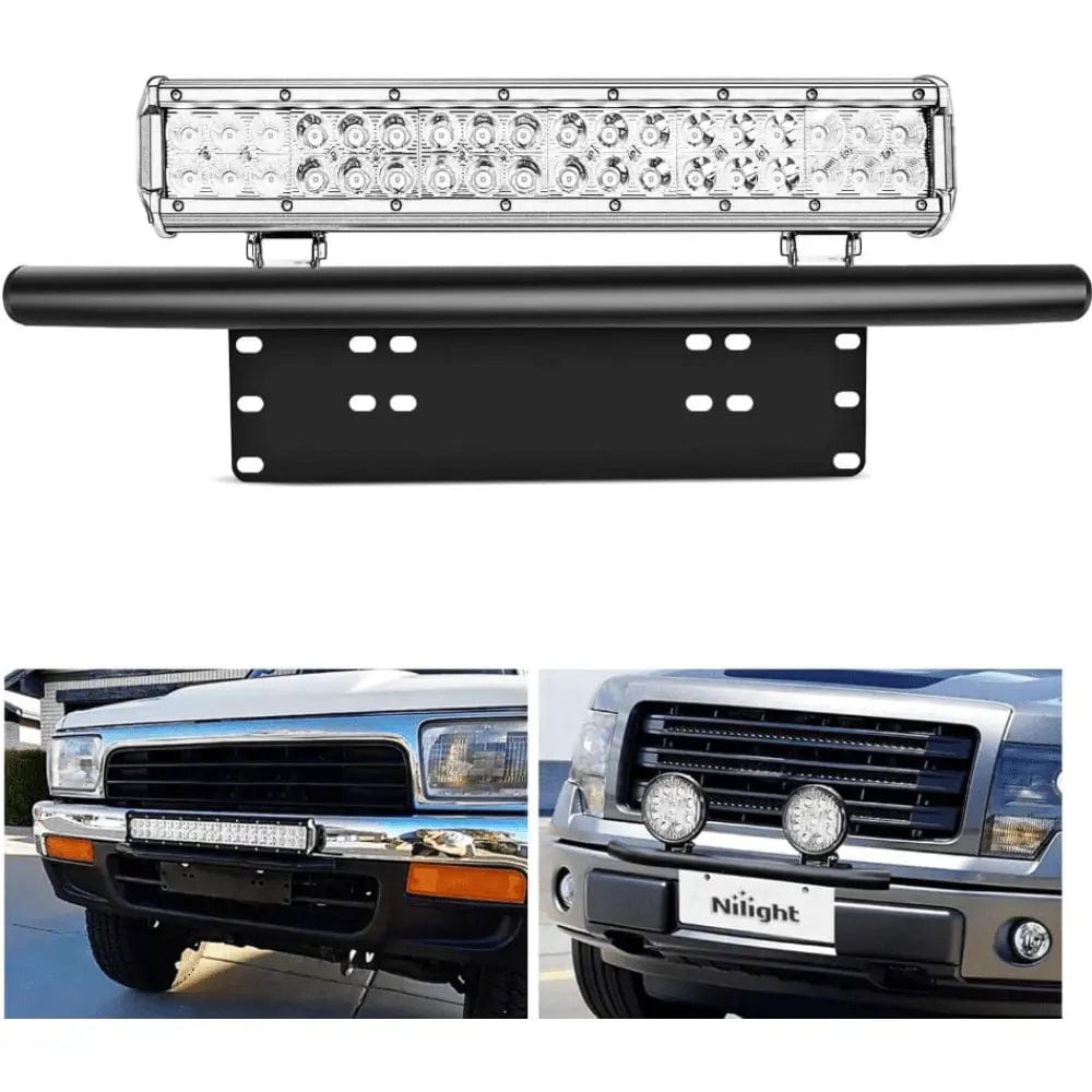 Front Bumper License Plate Mount Bracket Holder Black Nilight