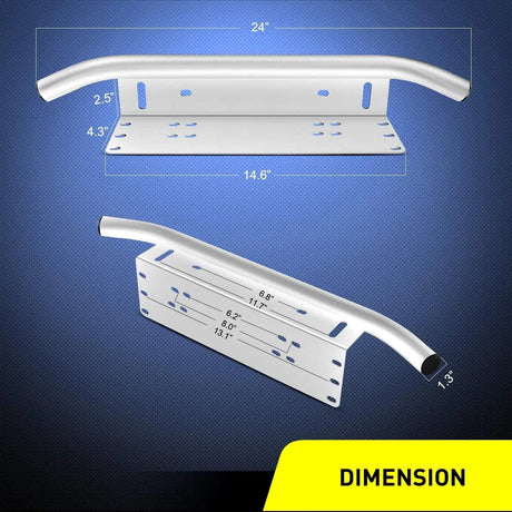 Light Bar Mounting Kit Front Bumper License Plate Mount Bracket Holder White