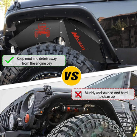 Mounting Accessories Front Inner Fender Liners For 07-18 Wrangler JK & JKU Unlimited