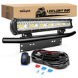 20 Inch 420W 42000LM Triple Row Spot Flood LED Light Bar W/ Front License Plate Frame Bracket | 16AWG Wire 5Pin Switch Nilight