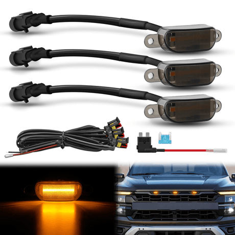 2004-2019 Ford F150 Raptor 2013-2018 Dodge Ram 1500 4LED Amber Front Grille Marker Lights Nilight