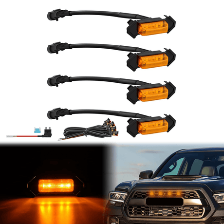 2016-2023 Toyota Tacoma TRD PRO 4LED Amber Front Grille Marker Lights Nilight