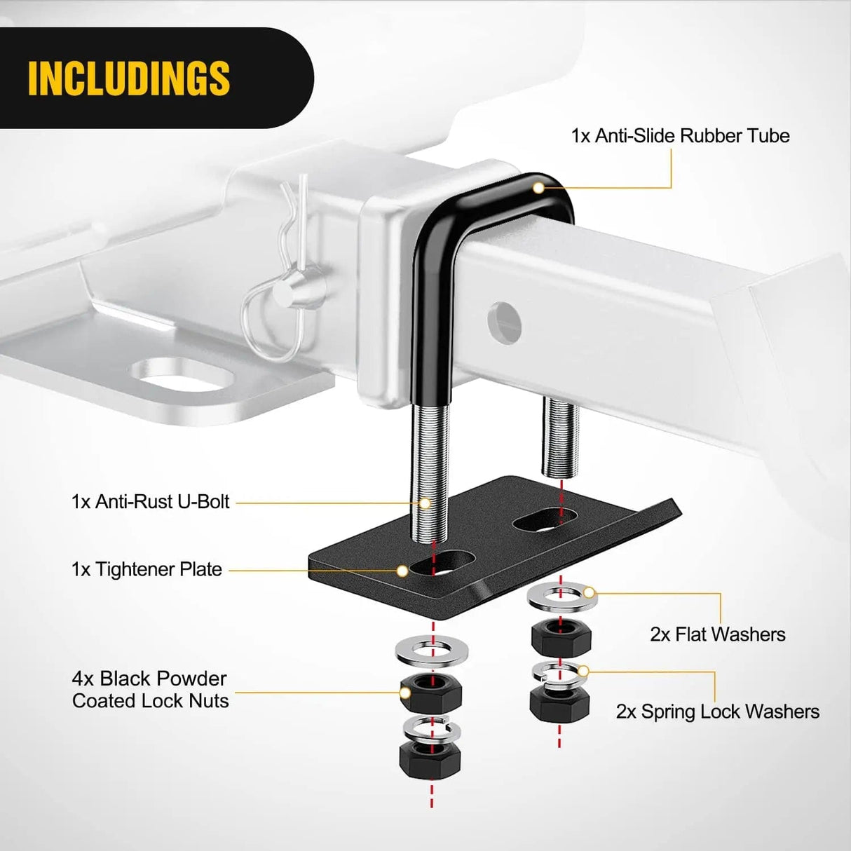 Hitch Tightener Anti-Rattle Clamp Nilight Led Light