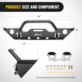 Front Bumper 2007-2018 Jeep Wrangler JK/JKU Front Bumper Rock Crawler Fog Lights Hole Winch Plate