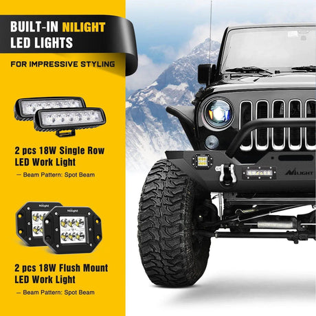 Front Bumper 2007-2018 Jeep Wrangler JK/JKU Front Bumper Rock Crawler Winch Plate