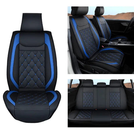 Kia Civic Corolla Hyundai Honda Camry CRV RAV4 Fusion 5 Seat Covers (Full Set, Black-Blue) Nilight