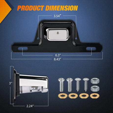 LED License Plate Light Chrome Housing Nilight