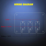 Rocker Switch 3Gang 3Pin SPST ON/Off Blue Rocker Switch Panel w/ LED Light Flip Cover