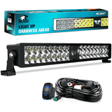 22 Inch 37LED Dual Row Spot Flood Screw-Less Night Vision LED Light Bar | 16AWG Wire 5Pin Switch Nilight