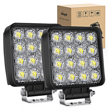 4 Inch 48W Flood Square Led Work Lights (Pair) Nilight