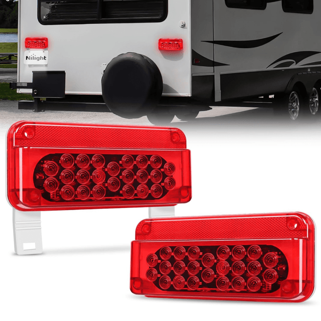 54Leds LED RV White License Plate Red Tail Lights Nilight