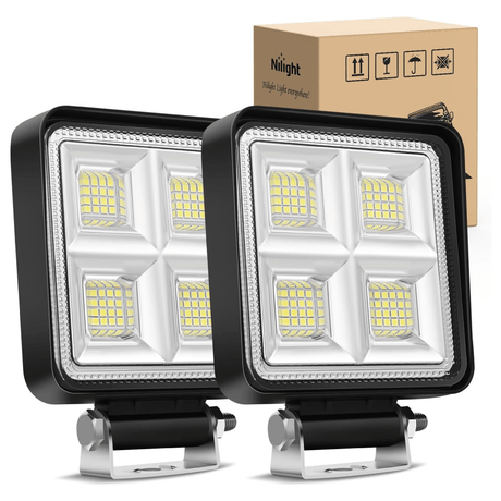 4 Inch 64LED Square Flood LED Pod Lights (Pair) Nilight