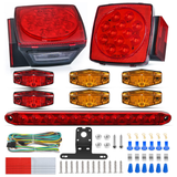 LED Trailer Light Kit Square Stop Turn Tail Light Red Amber Side Marker Light Third Brake ID Light Bar Nilight