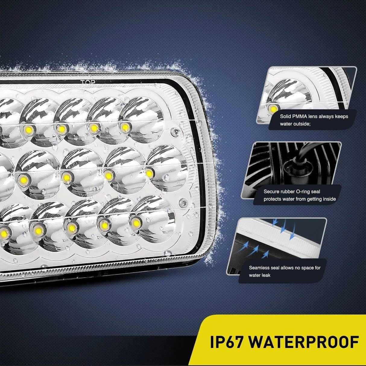 LED Headlight 45W 7x6 5x7 Hi/Lo LED Headlights