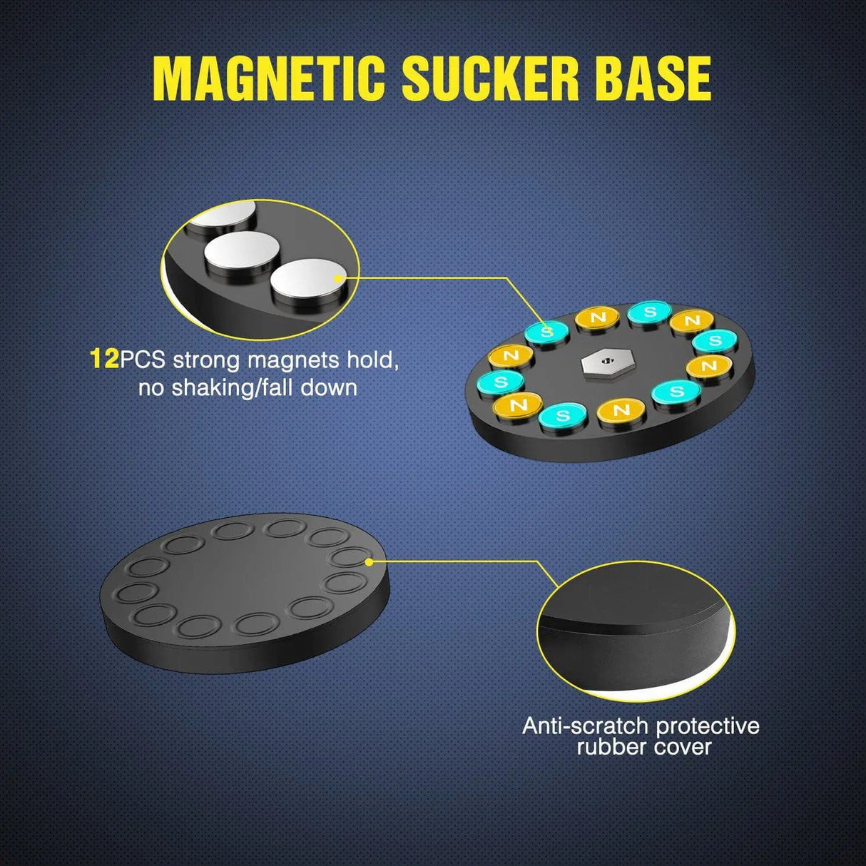 Mounting Accessory Magnetic Base Bottomed-Mounted Sucker Holder Bracket (Pair)