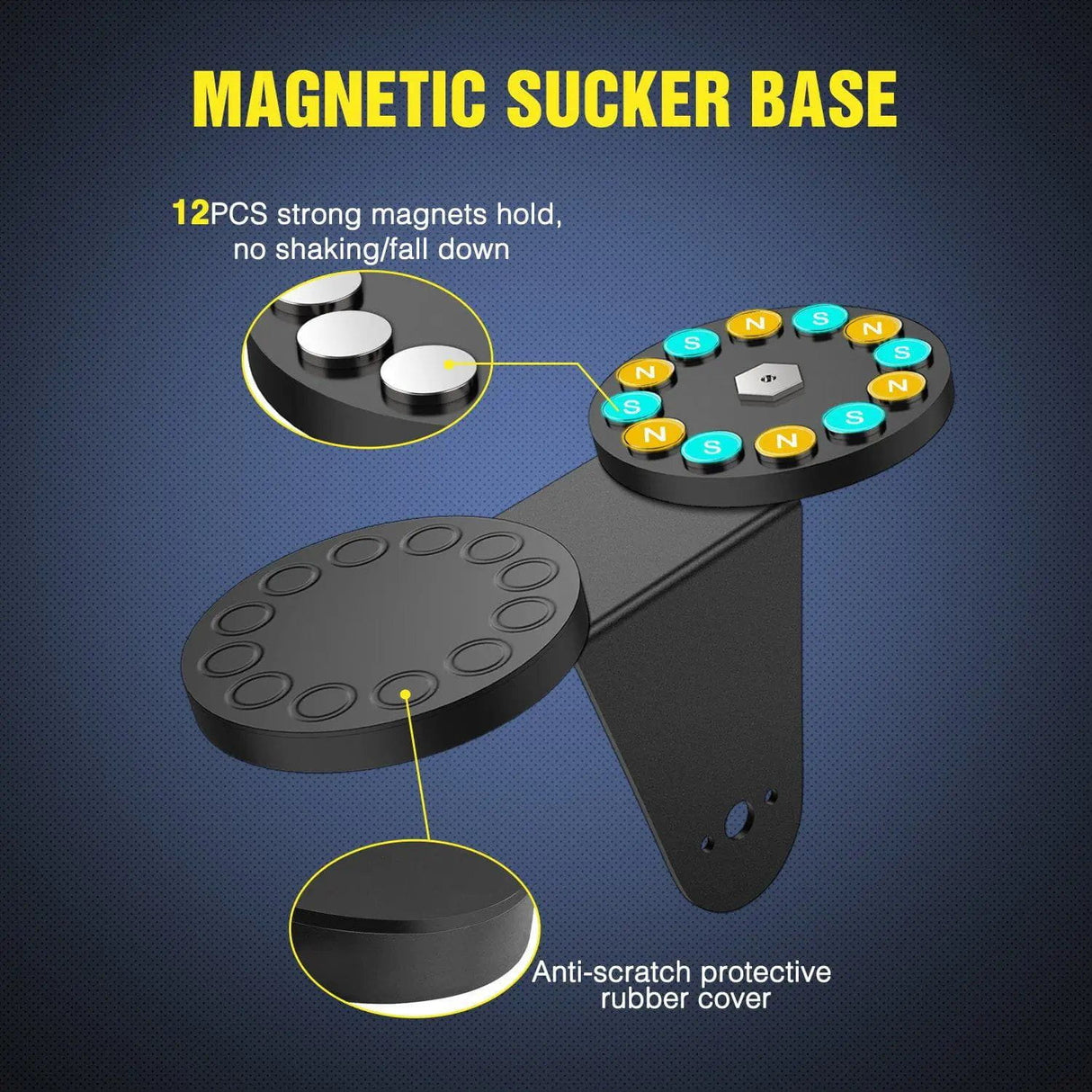 Mounting Accessory Magnetic Base Side-Mounted Sucker Holder Bracket (Pair)