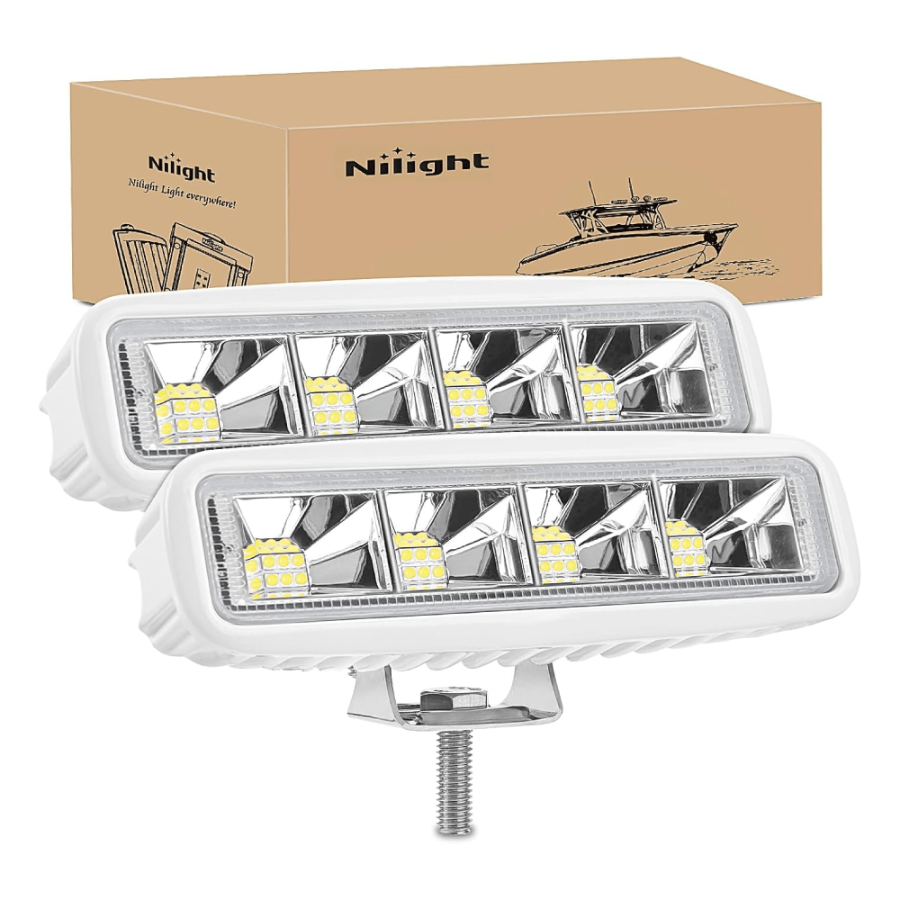 6 Inch 72W Flood White Case Led Work Lights (Pair) Nilight