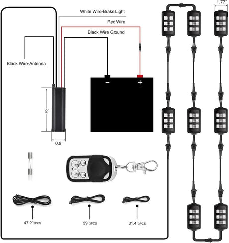 Led light Strip Motorcycle RGB RF Remote Control LED Pod Lights 8PCS