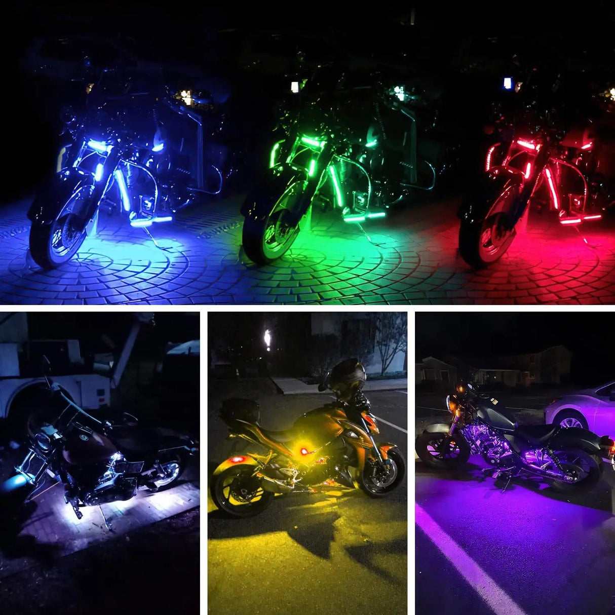 Led light Strip Motorcycle RGB RF Remote Control LED Pod Lights 8PCS