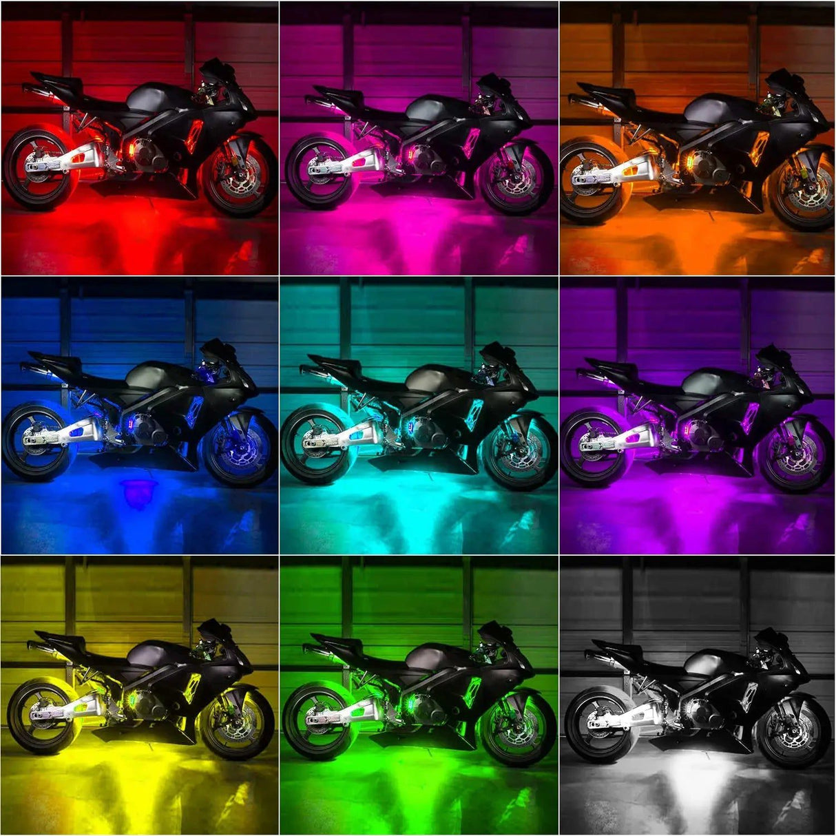 Led light Strip Motorcycle RGB RF Remote Control LED Pod Lights 8PCS