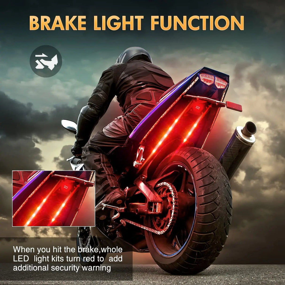 Led light Strip Motorcycle RGB RF Remote Control LED Pod Lights 8PCS