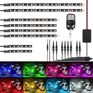 Led light Strip Motorcycle RGB RF Remote Control LED Strip Lights 8PCS