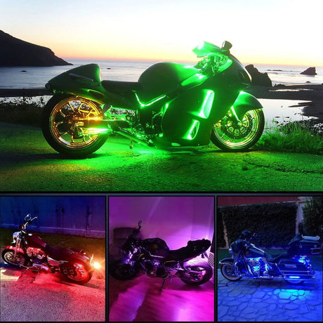 Led light Strip Motorcycle RGB RF Remote Control LED Strip Lights 8PCS