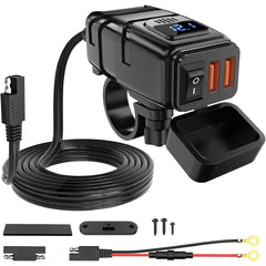 Motorcycle SAE to Dual USB Car Charger Adapter