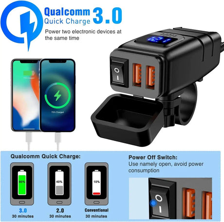 Motorcycle SAE to Dual USB Car Charger Adapter Nilight