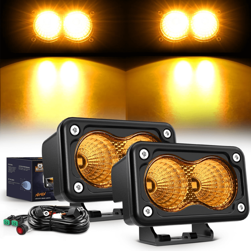 3 Inch 1070LM Amber DRL Flood LED Pods (Pair) | 18AWG DT Wire Nilight