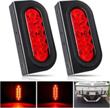 6 Inch Oval Red Tail Lights w/ Mount Bracket (Pair) Nilight