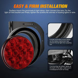 4 Inch Round Red Tail Lights w/ Mount Bracket (Pair) Nilight