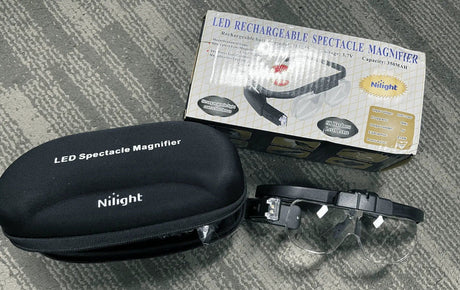 Nilight Reading light apparatus that attaches to a pair of reading glasses