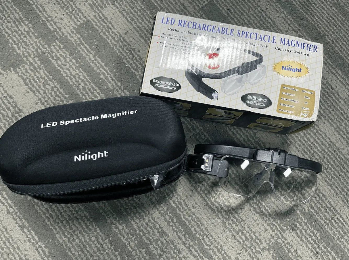 Nilight Reading light apparatus that attaches to a pair of reading glasses