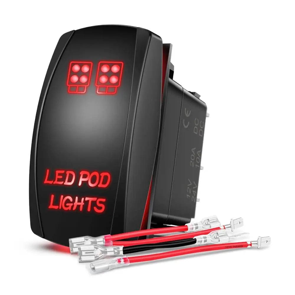 5Pin Laser On/Off LED Pod Lights Rocker Switch Red Nilight