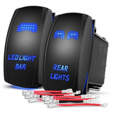 2Pcs 5Pin Laser On/Off Led Light Bar Rear Lights Rocker Switch Blue Nilight