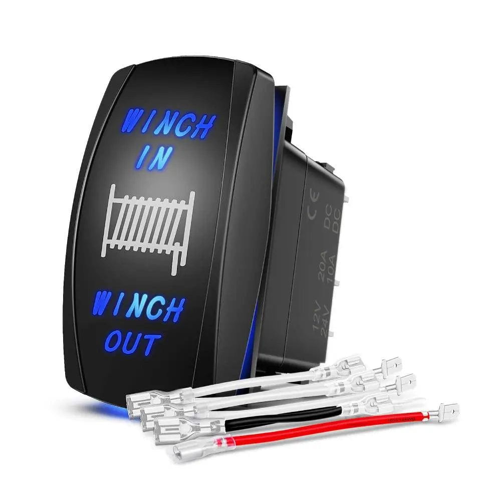 Rocker Switch 7Pin Laser On/Off Momentary Winch Rocker Switch Blue