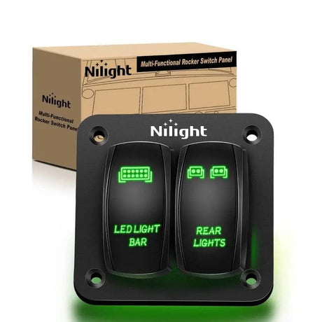 Rocker Switch 2Gang Led Light Bar and Rear Lights 5Pin ON/Off Rocker Switch Panel Green