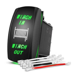 7Pin DPDT On/Off Winch in Out Rocker Switch Green