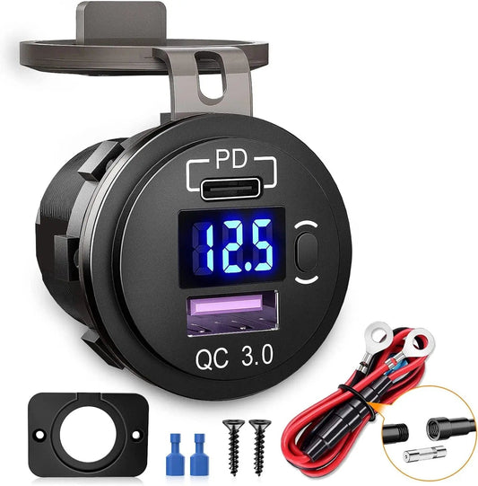 PD Type C | QC 3.0 USB Charger Voltmeter Nilight Led Light