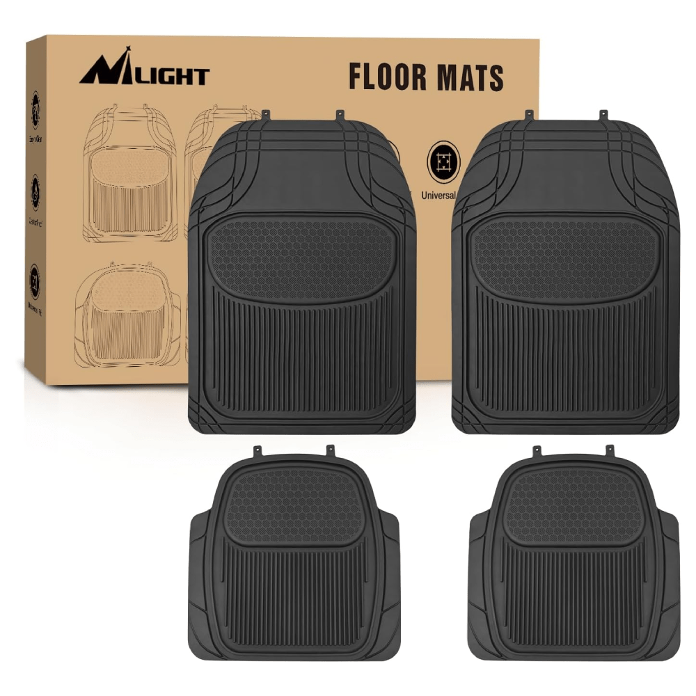 Universal PVC Floor Mats for Cars Trucks SUVs Pack of 4 Nilight