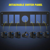 switch panel 6Gang Aluminum ON/Off Blue Rocker Switch Panel w/ QC 3.0 Dual USB Charger Voltmeter