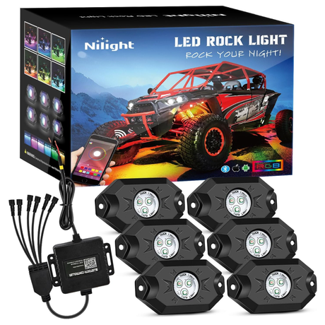 LED RGB Rock Lights Bluetooth Underglow Multicolor Neon (6 Pods) Nilight