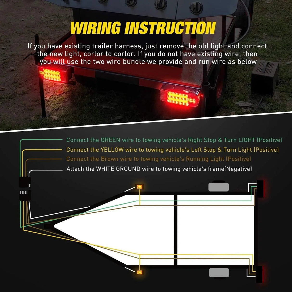 Trailer Light Rectangular LED Trailer Light Kit (Pair)