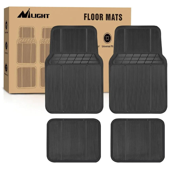 Rubber Floor Mats For Cars Trucks SUVs Universal Trim to Fit Nilight