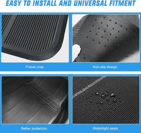 Rubber Floor Mats For Cars Trucks SUVs Universal Trim to Fit Nilight