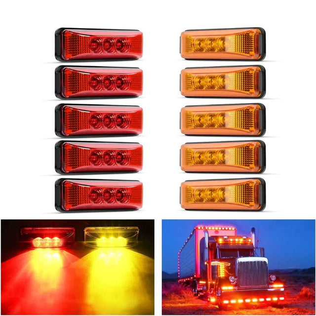 3.9 Inch Amber Red LED Fender/Side Marker Light (10 Pcs) Nilight