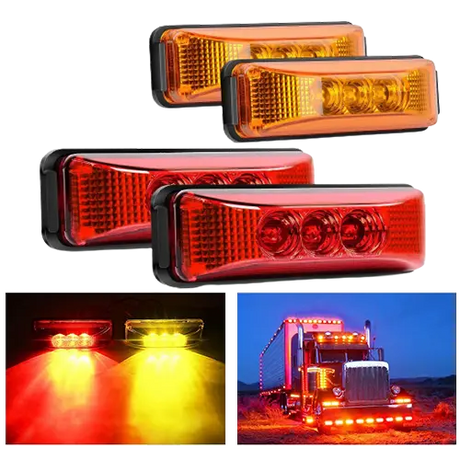 Trailer Light 3.9" Amber Red LED Fender/Side Marker Light (2 Pairs)